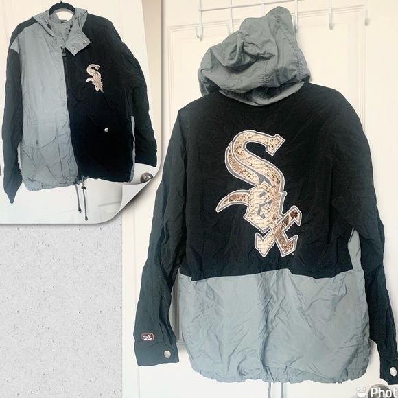 𝅺90s Vintage Mirage First String Chicago White Sox windbreaker jacket Y2k L - Picture 1 of 5